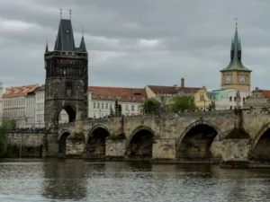 Charles Bridge and Prague Castle at sunrise