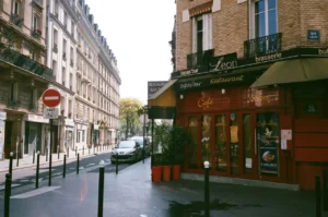 Parisian street with cafés